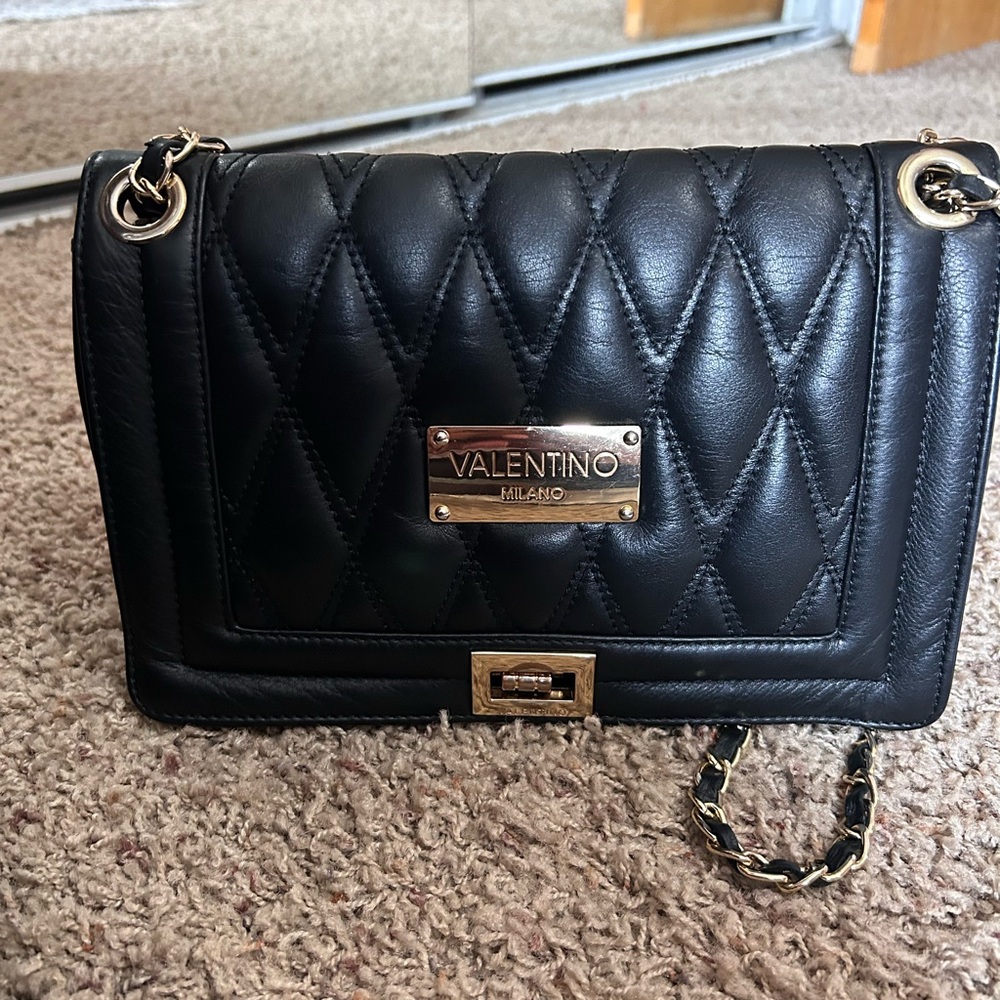 Valentino By Mario Valentino Black Quilted Crossbody Bag